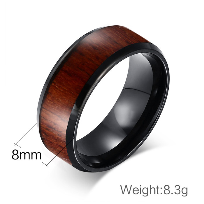 8mm Black Tungsten Wood Inlay Rings Wholesale Supplier