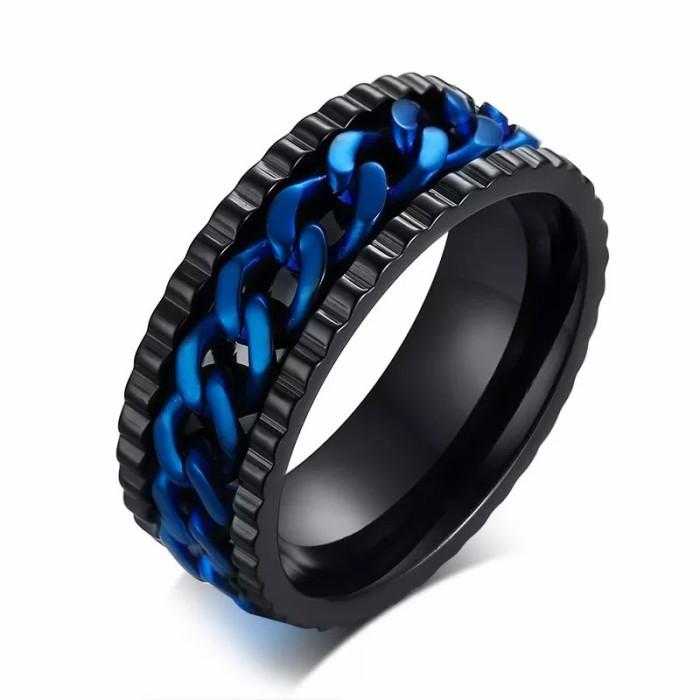 Wholesale 8mm Rotatable Chain Ring For Men Women Stainless Steel Rings Male Jewelry