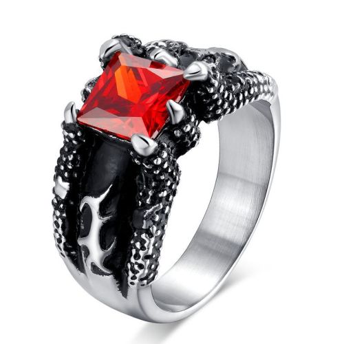 Stainless Steel Claw CZ Biker Rings for Men