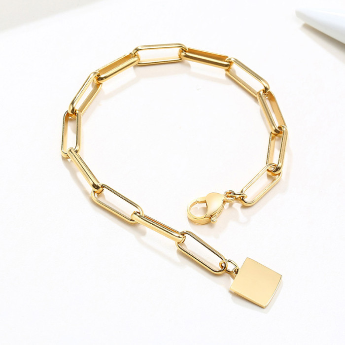 Wholesale Stainless Steel Women Paperclip Link Chain Bracelet