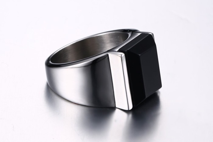Mens Stainless Steel Ring Molds with Black Agate