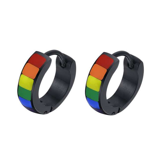 Wholesale Stainless Steel Rainbow Pride Hoop Earring