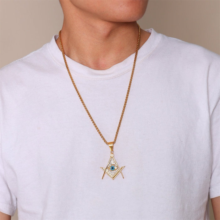 Wholesale Stainless Steel Masonic Pendant with cz