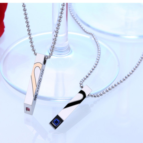 Wholesale Stainless Steel Herat Couples Necklace Set