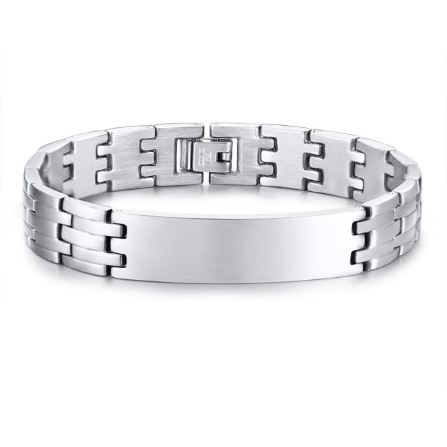 Wholesale Stainless Steel Engravable Strap Silver Bracelet