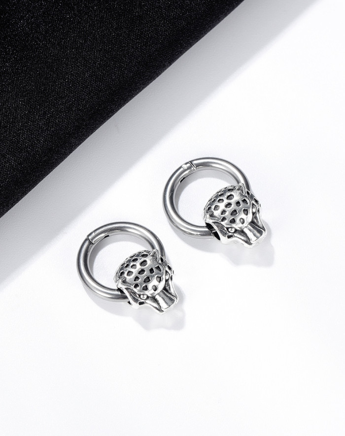 Wholesale Stainles Steel Personality Leopard Head Stud Earrings