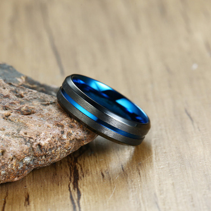 Wholesale Stainless Steel Men's Thin Blue Line Ring