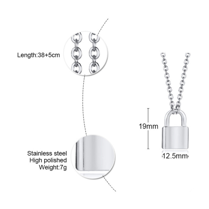 Wholesale Stainless Steel Silver/Gold Lock Pendant Choker Necklace