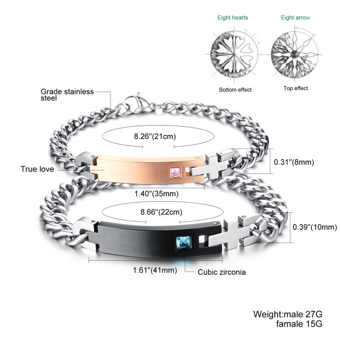 Wholesale Stainless Steel His and Hers Engraved Bracelets