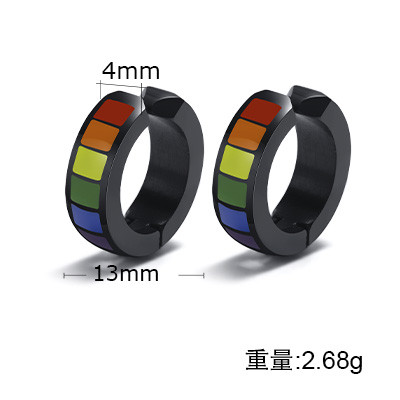 Wholesale Stainless Steel Rainbow Pride Hoop Earring