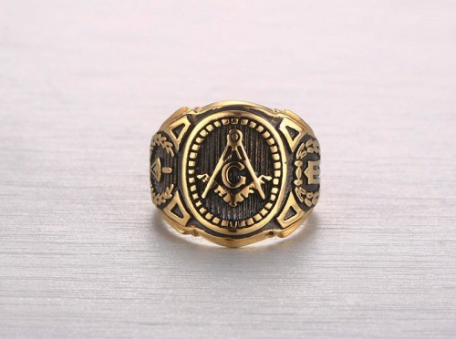 Masonic Stainless Steel Gold Plated Rings
