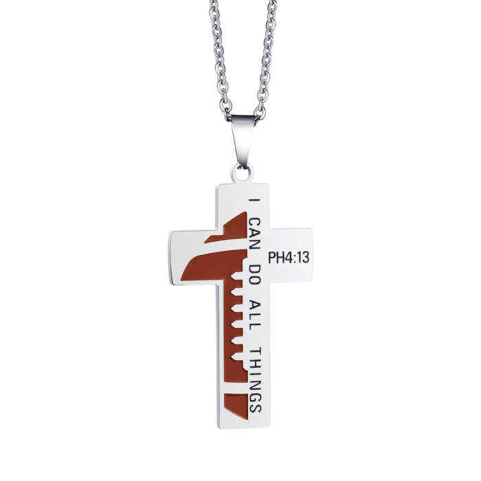 Wholesale Stainless Steel Cross Neckalce with Baseball