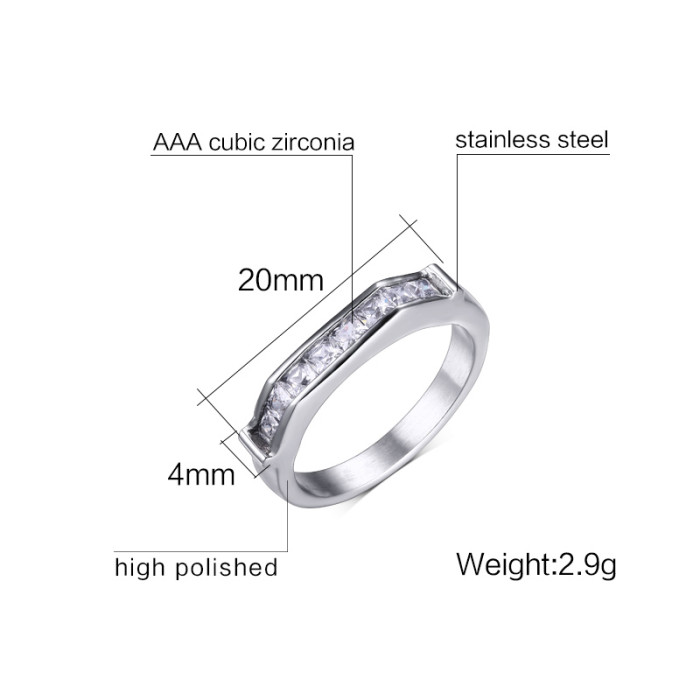 Wholesale Stainless Steel CZ Engagement Ring