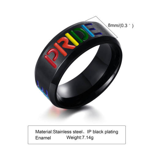 Wholesale Black Stainless Steel Pride Band Ring