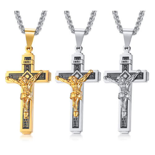 Wholesale Stainless Steel Men's Crucifix Cross Necklace