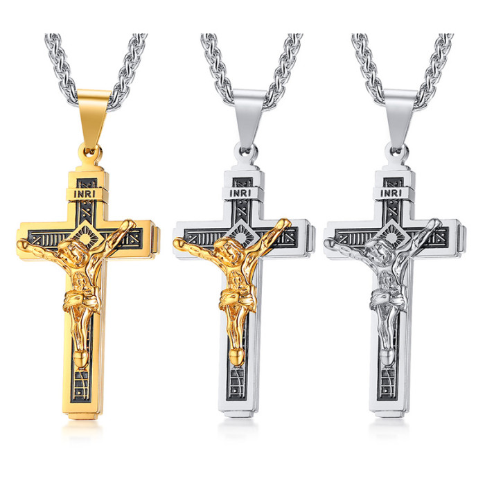 Wholesale Stainless Steel Men's Crucifix Cross Necklace
