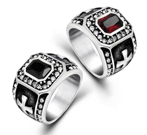Wholesale Onyx Men Stainless Steel Iron Cross Rings