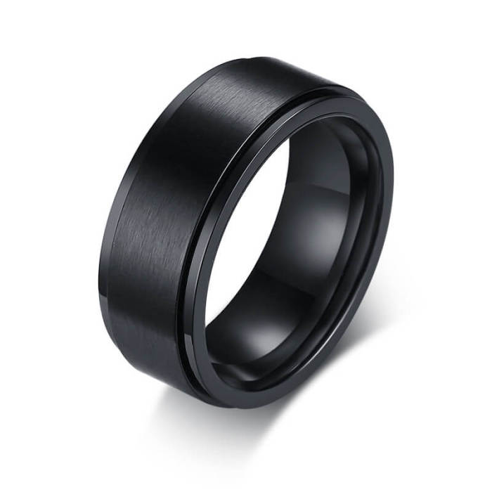 Wholesale Stainless Steel Spinner Black Ring Band