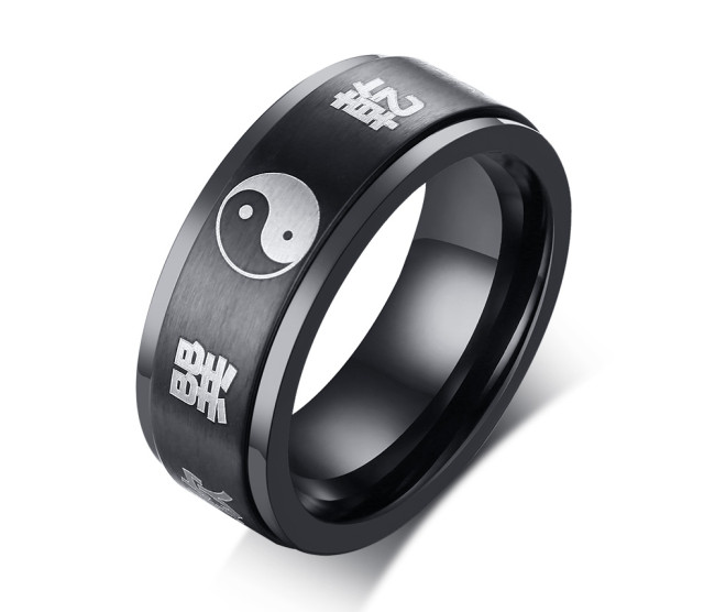 Wholesale Stainless Steel Black Yin Yang Symbol Ring