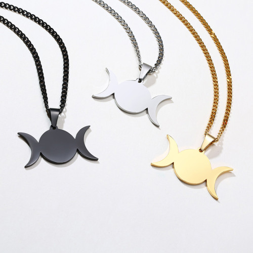 Wholesale Crescent Stainless Steel Moon/sun Necklace
