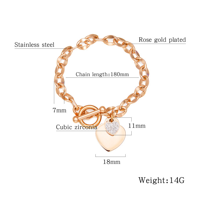 Wholesale Stainless Steel Women's Heart Bracelet