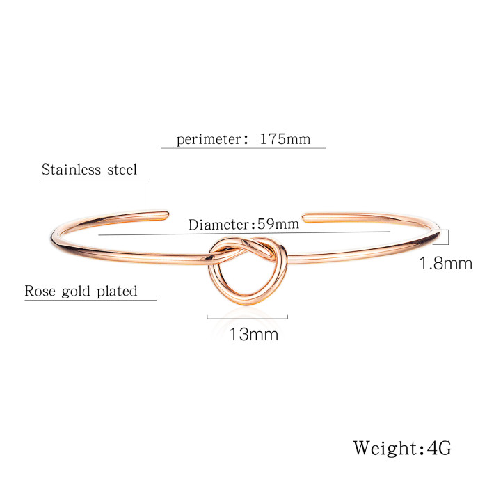 Wholesale Stainless Steel Simple Love Knot Cuff Bracelet For Women