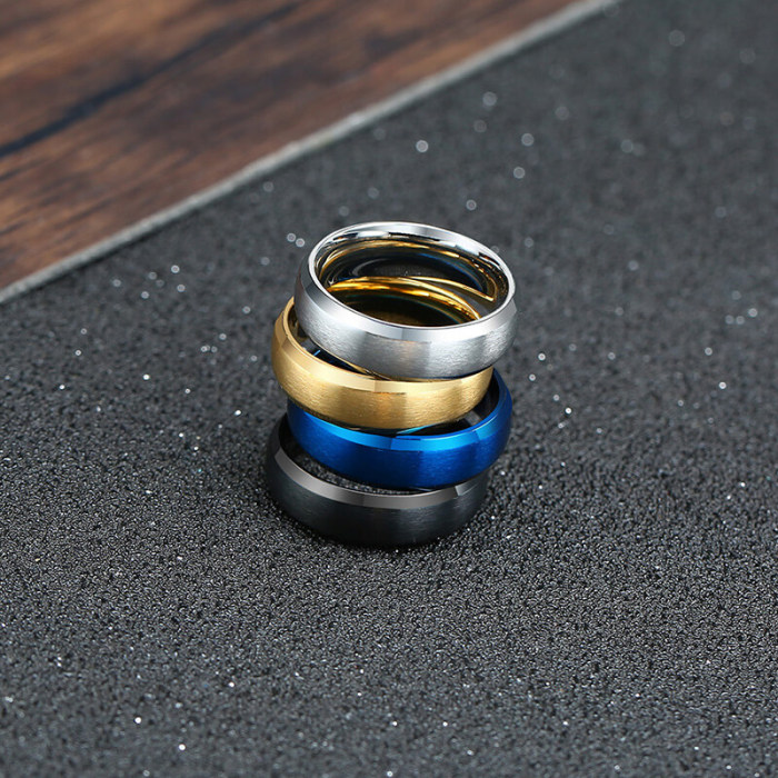 6mm Men Brushed Center and High Polished Edge Steel Ring