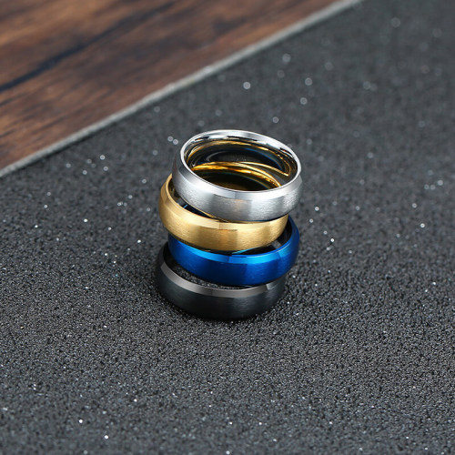 6mm Men Brushed Center and High Polished Edge Steel Ring