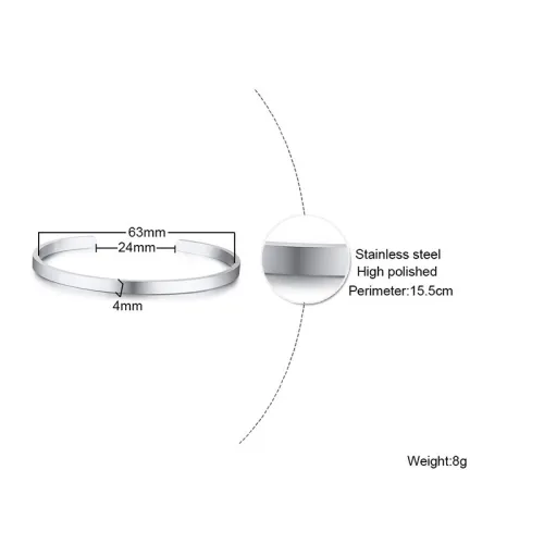 Wholesale Stainless Steel Womens Blank Bangle
