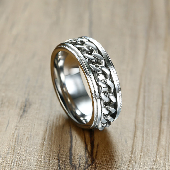 Wholesale Stainless Steel Spinning Chain Ring for Men