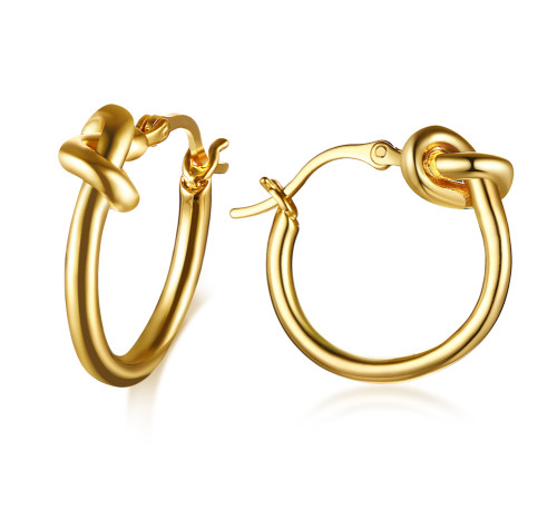 Wholesale Stainless Steel Hoop Tie The Knot Earrings