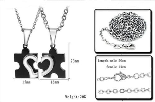 Stainless Steel Couple Pendant Necklace