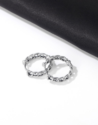 Wholesale Stainless Steel Curb Link Chain Huggie Hoop Earrings