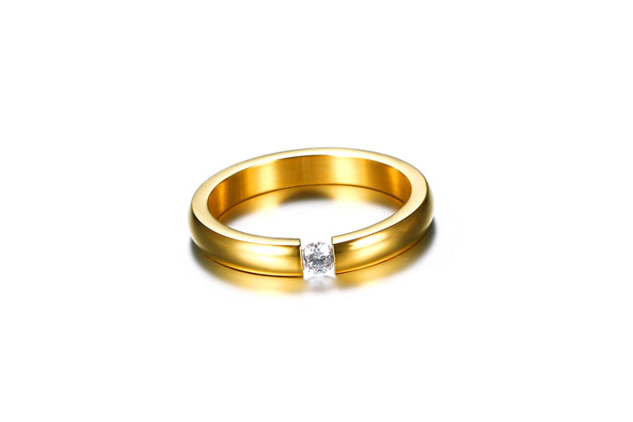 CZ Stainless Steel Gold IP Rings