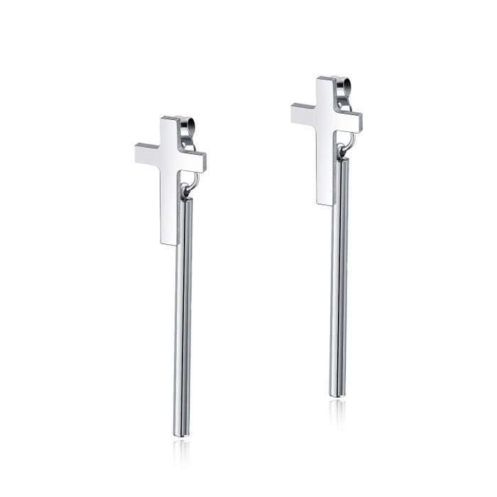 Wholesale Stainless Steel Cross Stud Earrings Jewelry