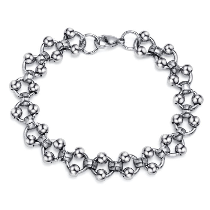 Wholesale Stainless Steel Mens Ball Link Bracelet