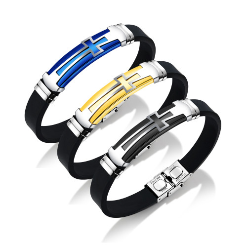 Wholesale Rubber Arm Bracelets with Steel Cross