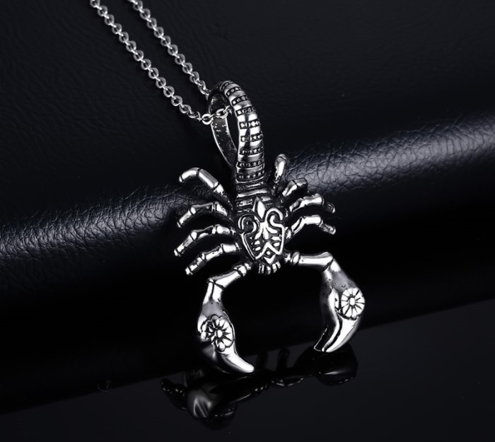 Mens Stainless Steel Scorpion Pendant Necklace