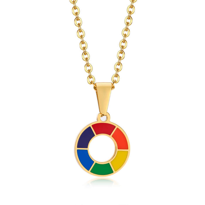 Wholesale Stainless Steel Rainbow Necklace