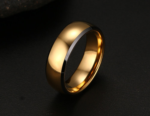 8mm Gold Center Two Tone Tungsten Carbide Ring