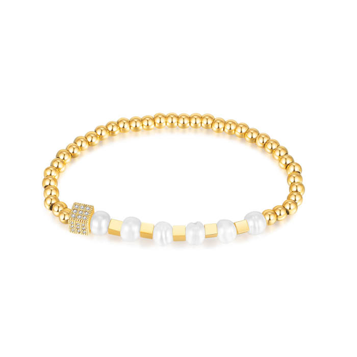 Wholesale Stainless Steel Beads and Pearl Bracelet