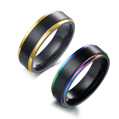Wholesale Stainless Steel A 6mm Black Mens Ring