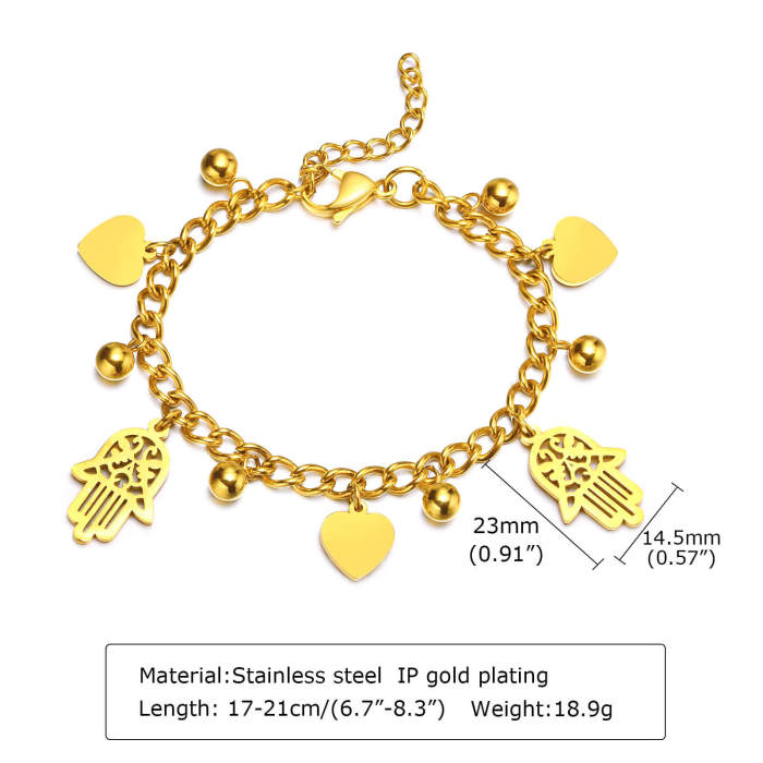 Wholesale Stainless Steel Bracelet with HAMSA Charm