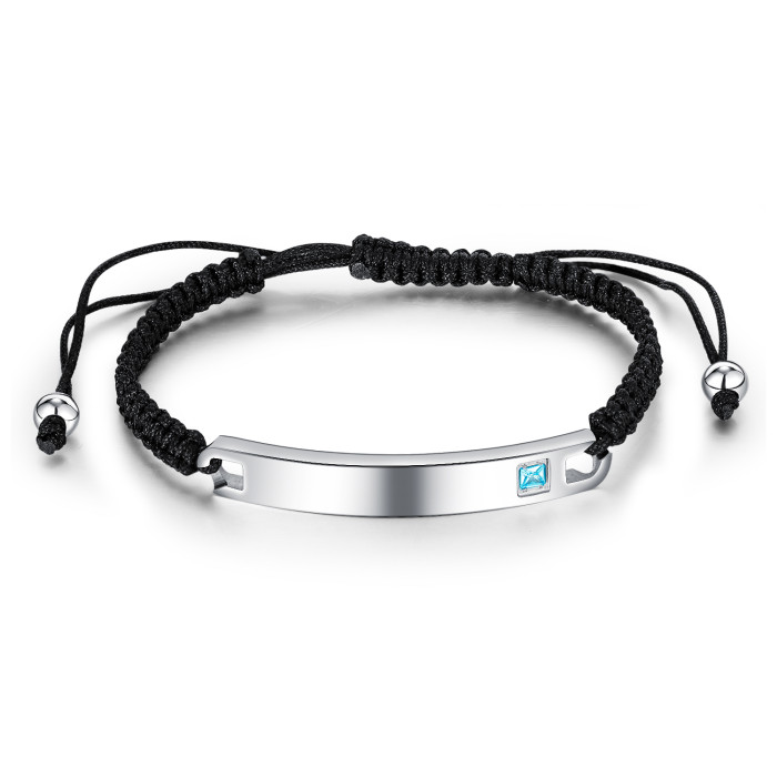 Wholesale Stainless Steel Custom Engraving Zircon Promise Couples Bracelet
