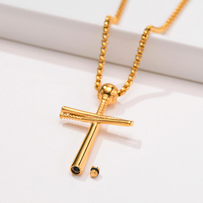 Wholesale Stainless Steel Baseball Urn Cross Pendant