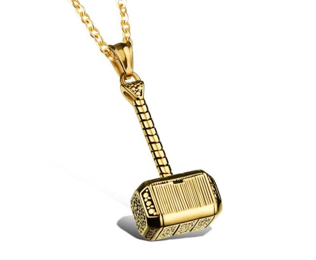 Mens Hammer Pendants Gold Stainless Steel