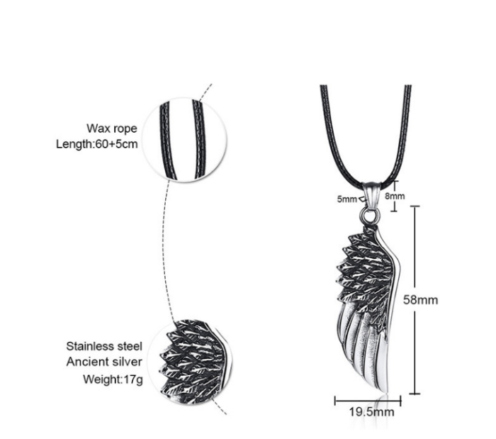 Wholesale Stainless Steel Wing Pendant Necklace