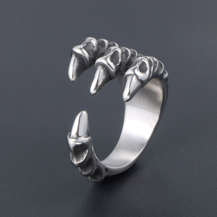 Wholesale Polished Stainless Steel Gothic Dragon Claw Biker Men Ring