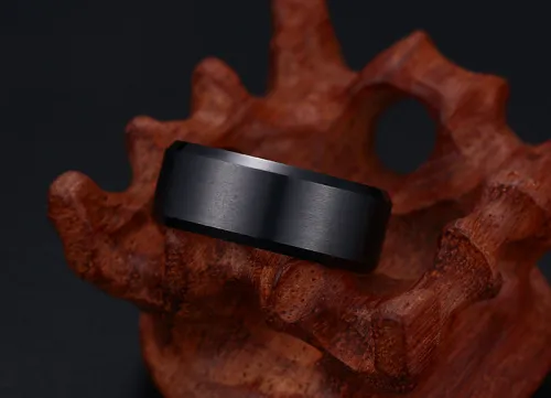 IP Black Matte Center High Polish Edge Tungsten Ring Blanks