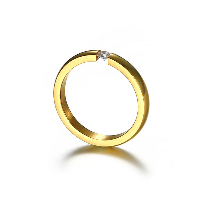 CZ Stainless Steel Gold IP Rings